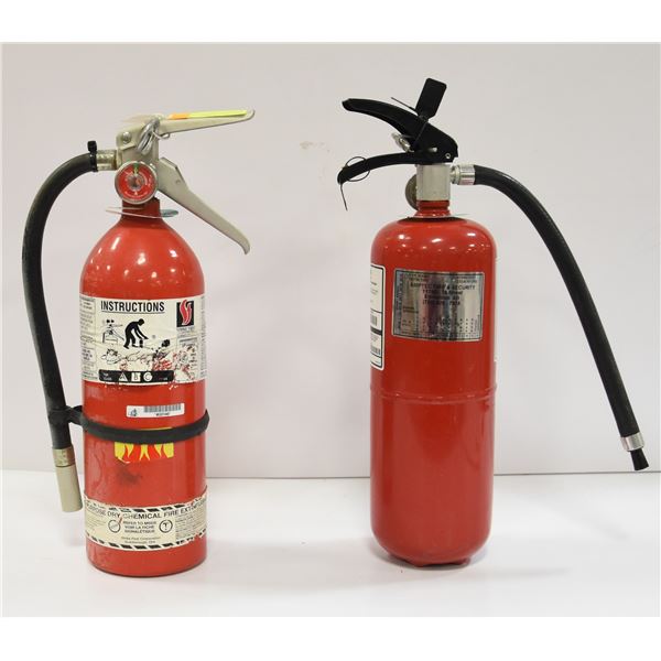 2 CHARGED FIRE EXTINGUISHERS BETWEEN 5-7LBS
