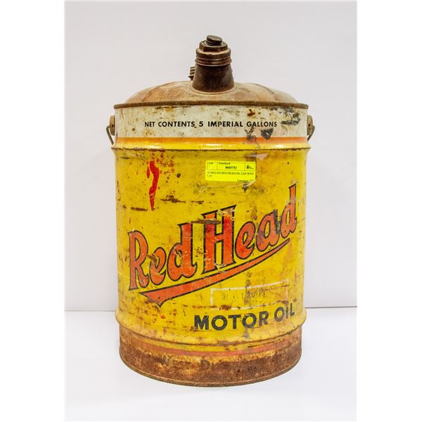 5 GALLON RED HEAD OIL CAN WITH LID
