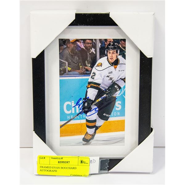 FRAMED EVAN BOUCHARD AUTOGRAPH APPROX 6" X 8"