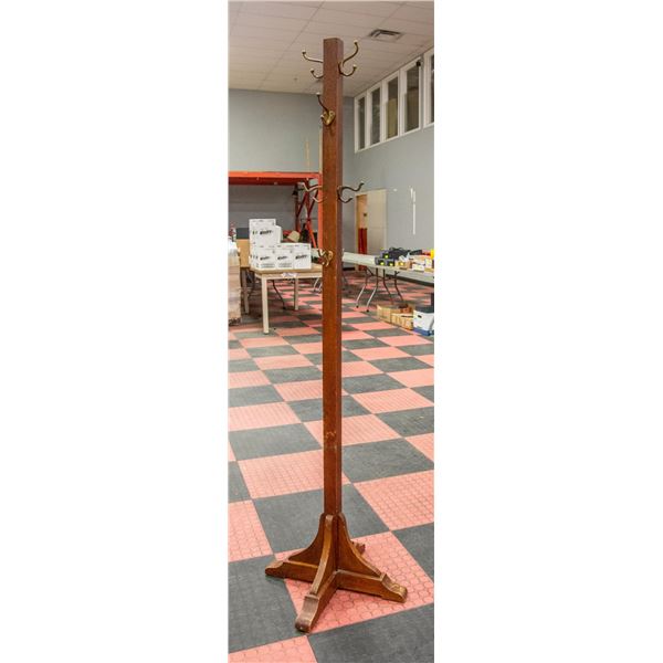WOODEN COAT RACK APPROX 70" TALL