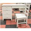WHITE DESK & CHAIR-DESK APPROX H-30", W-18", L-44"