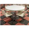 Image 1 : ROUND WHITE KITCHEN TABLE & 4 CHAIRS - METAL FRAME