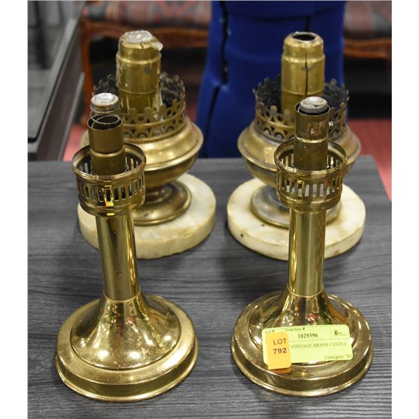 2 PAIRS OF VINTAGE BRASS CANDLE HOLDERS