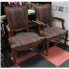 Image 1 : PAIR OF ORANATE WOOD CARVED ARM CHAIRS