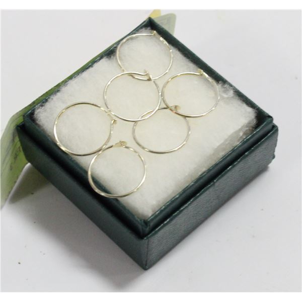 STAMPED .925 STERLING SILVER 3 PAIR HOOP EARRINGS