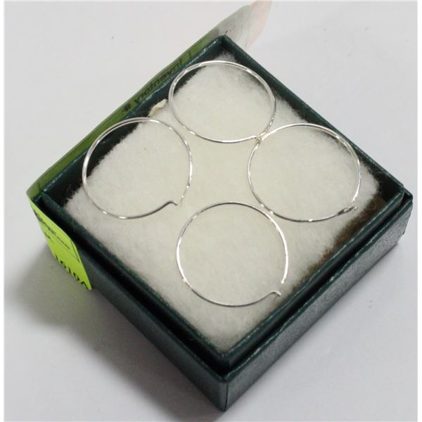 STAMPED .925 STERLING SILVER TWO PAIR HOOP EARRING