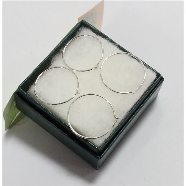 STAMPED .925 STERLING SILVER TWO PAIR HOOP EARRING