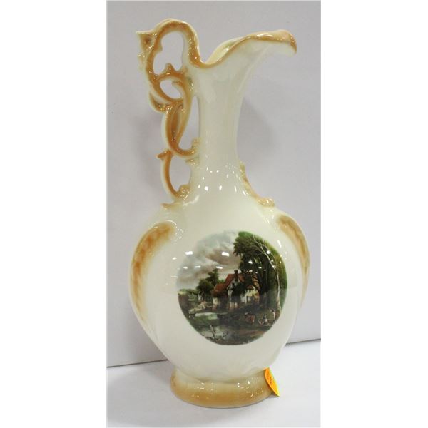 HAND PAINTED DECORATIVE CERAMIC PITCHER 14"" TALL