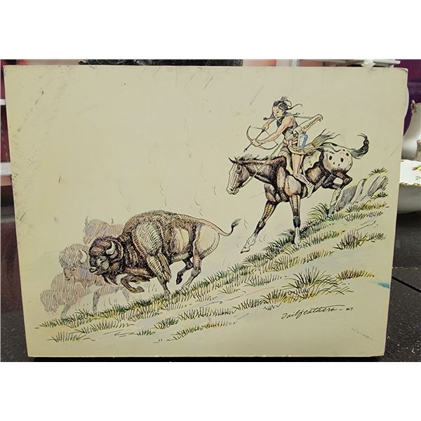 8-1/2 X 6-1/2 PAINTING ON WOOD PLAQUE BY GERALD