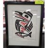 Image 1 : 15 X 12 HAIDA ART PAINTING "RAVEN & SALMON" BY E
