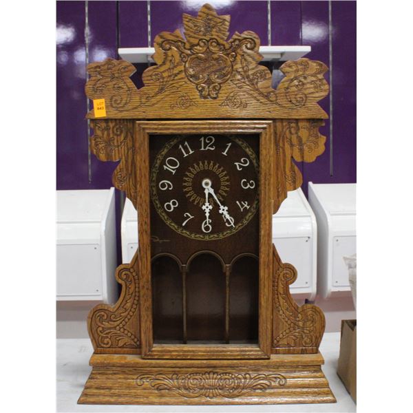 WOOD CARVED GINGERBREAD CLOCK AS IS