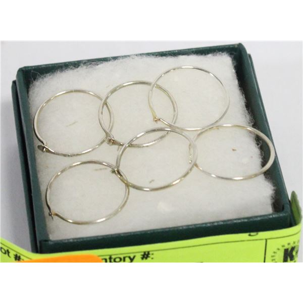 STAMPED .925 STERLING SILVER 3 PAIR HOOP EARRINGS