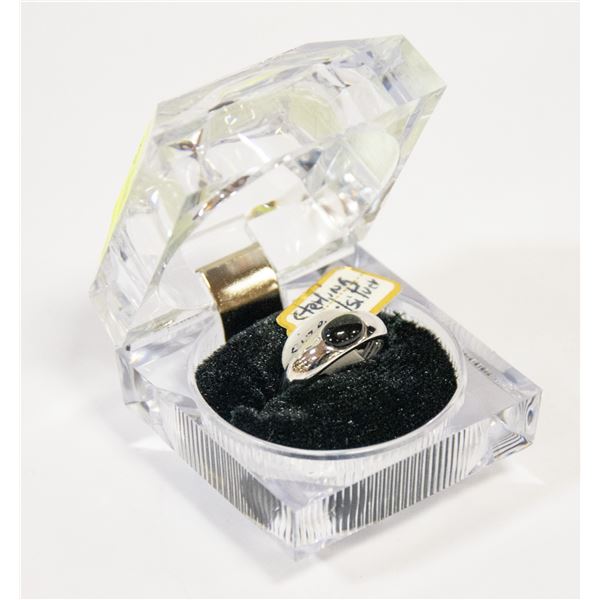 NEW .925 SERLING SILVER ONYX BLACK STONE RING