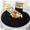 Image 2 : NEW .925 STERLING SILVER ORANGE CUBIC ZIRCONIA RIN