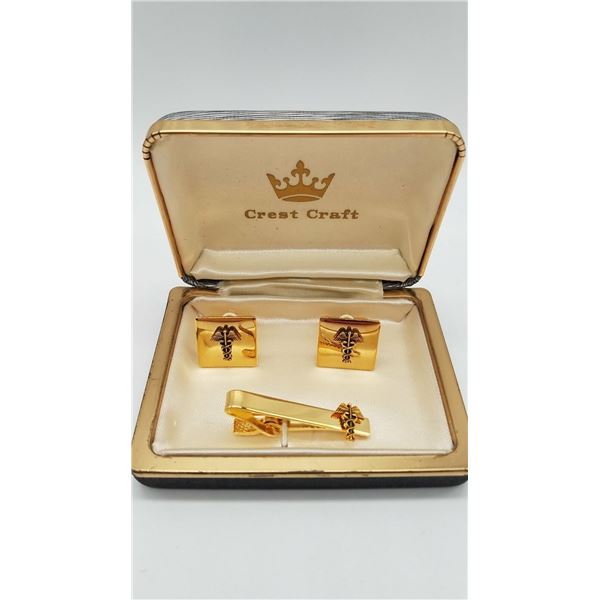 CREST CRAFT SET OF VINTAGE GOLDTONE CUFFLINKS