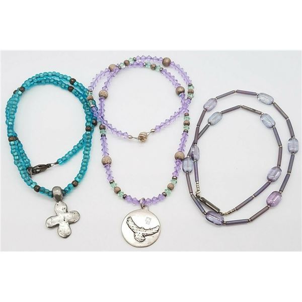 ESTATE ARTISAN GLASS BEADED 925 SILVER CLASP