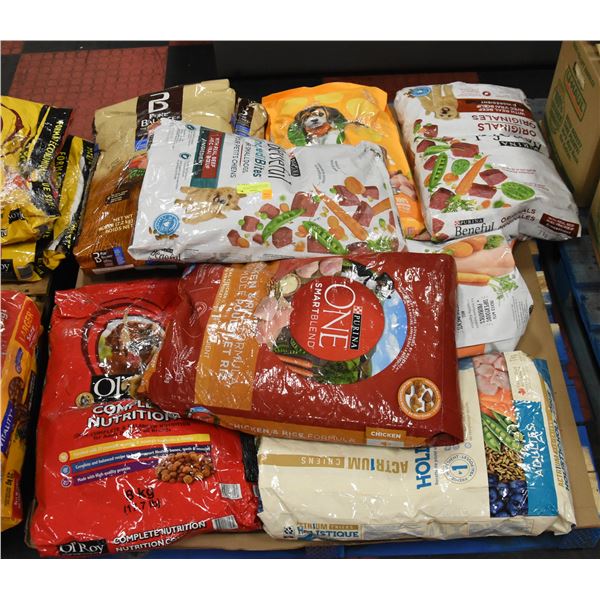 PALLET OF ASSORTED BRAND PUPPY AND DOG FOOD.