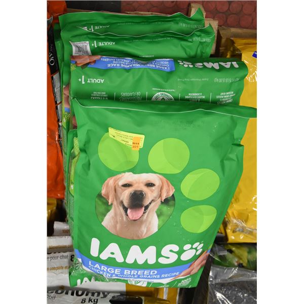 5 BAGS IAMS LARGE BREED CHICKEN AND WHOLE GRAIN