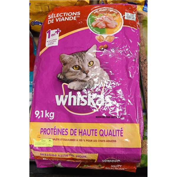 3 BAGS WHISKAS MEATY SELECTIONS 1YEAR + CAT FOOD
