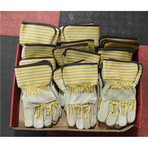 FLAT OF LEATHER PALMED WORK GLOVES