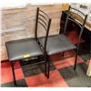 PAIR OF BLACK METAL CHAIRS PADDED SEATS