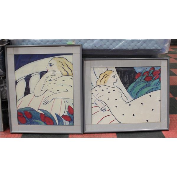 PAIR OF PAINTINGS WITH MATCHING FRAMES