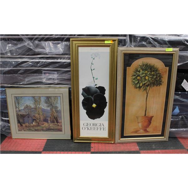LOT OF 3 FRAMED ART PIECES: SCENARY 27"X23"