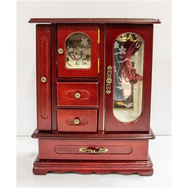 ESTATE WOODEN JEWLLERY BOX W/ ASSORTED CONTENTS