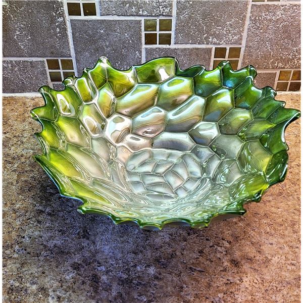 5)  METALLIC GREEN & SILVER FRUIT/DISPLAY