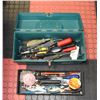 Image 1 : GREEN WATERLOO PLASTIC TOOLBOX W/ CONTENTS