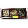 Image 1 : WOOD JEWELRY MENS BOX FULL OF JEWELRY &