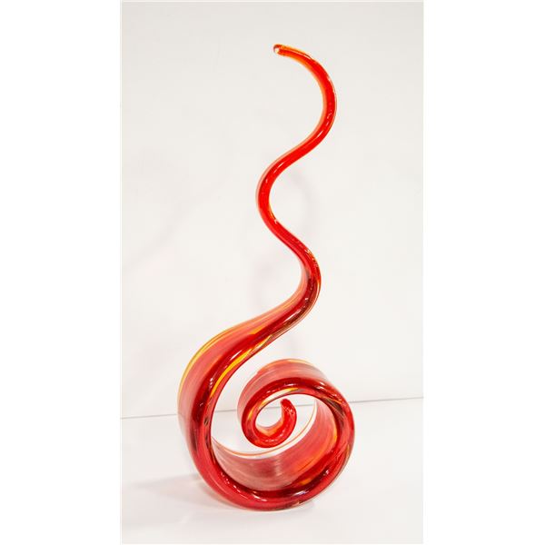MURANO GLASS 1990'S SWIRL RED FLAME SCULPTURE