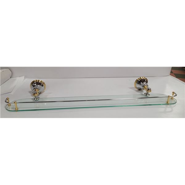 NEW WALL MOUNT GLASS & METAL SHELF, 27-1/2" WIDE