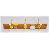Image 1 : PAIR OF WOOD & BRASS WALL COAT HANGERS