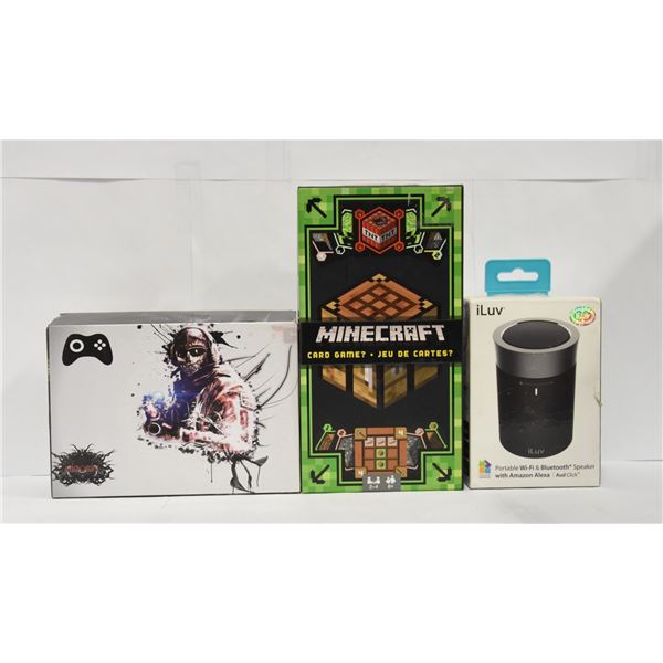 LOT OF ASSORTED ELECTRONICS W/ MINECRAFT CARD GAME