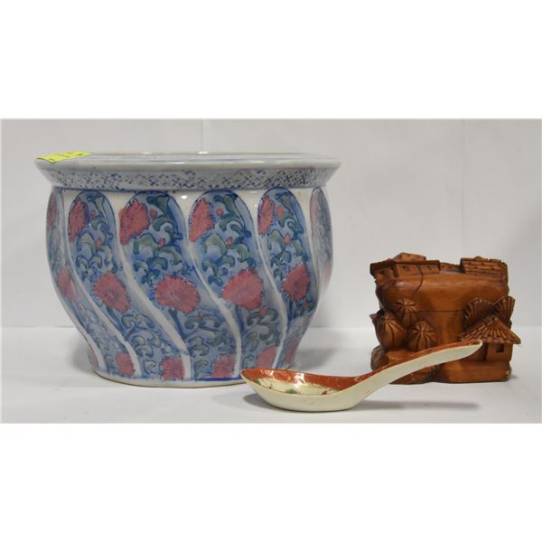 ASIAN STYLE FLOWER POT, SPOON, + MORE