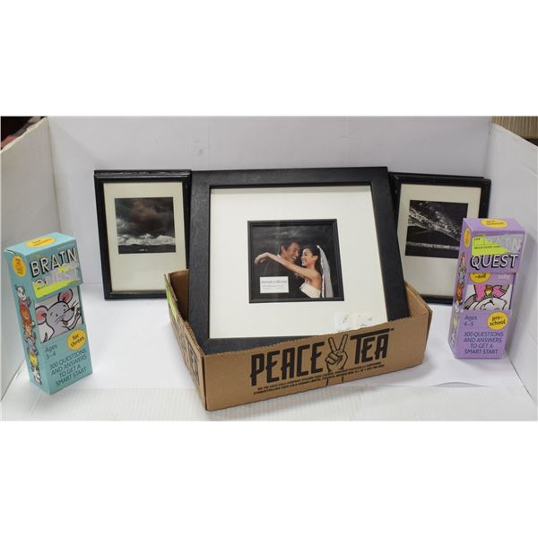 LOT OF ASSORTED FRAMES + CHILDRENS BRAIN QUEST