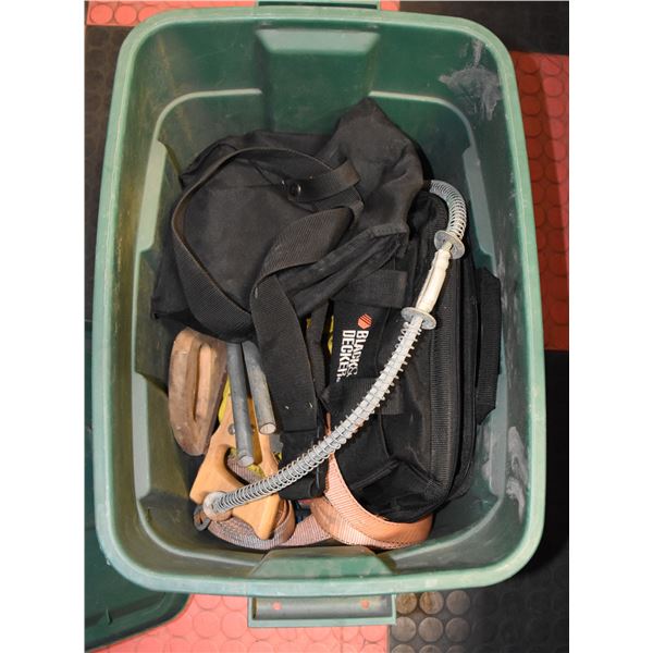 TOTE OF ASSORTED TOOLS.