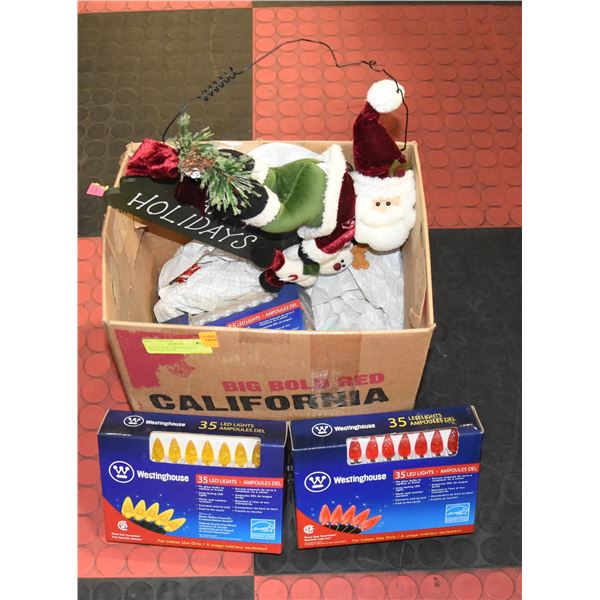 BOX OF NEW CHRISTMAS LED LIGHTS & DECOR