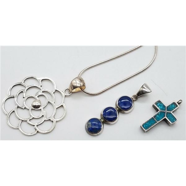 ESTATE 925/950 STAMPED PENDANT NECKLACE LOT