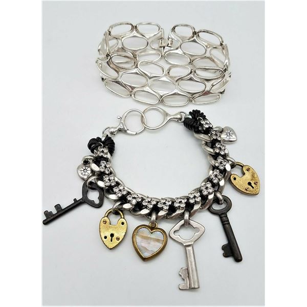 ESTATE LOT OF 2 FOSSIL BRACELETS. 7.75" & 8.125" L