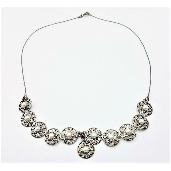 ESTATE 925 STAMPED "PRINCESS STYLE" PEARL NECKLACE