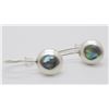 Image 1 : ESTATE STAMPED 925 ABALONE 6.2MM DROP EARRINGS