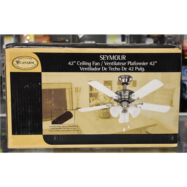 NEW SEYMOUR 42" CEILING FAN WITH REVERSIBLE BLADES