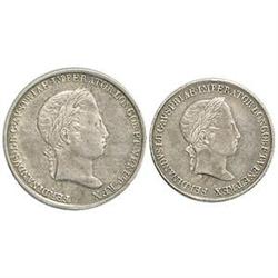 Milano  Ferdinando I (1835-1848). Lotto di due monete: \Lira del giuramento\" e \"Mezza lira\", id.,