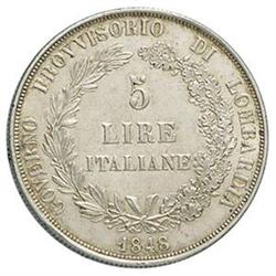 Milano  Governo provvisorio di Lombardia (1848). 5 lire 1848