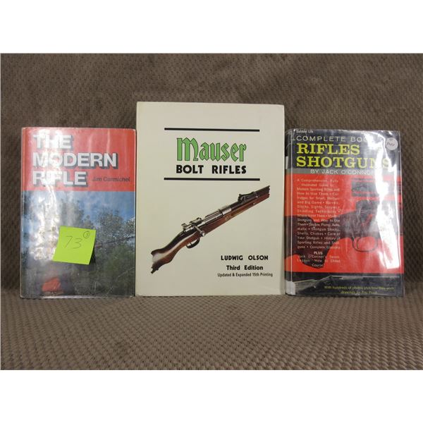 3 - Gun Books - The Modern Rifle, Mauser Bolt Rifles, Rifle & Shotguns