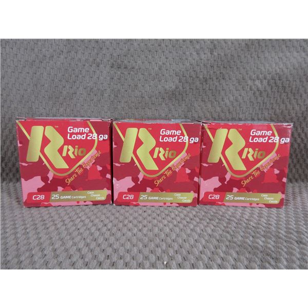 28 Gauge 2 3/4" 7.5 Shot Rio - 3 Boxes of 25 Unopended