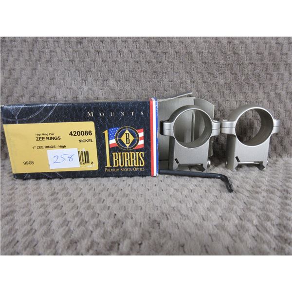Burris 1" Zee Rings High #420086 Nickel - NEW