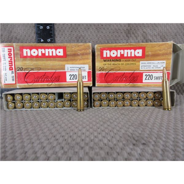 220 Swift Norma 50gr Soft Point - 2 Boxes of 20